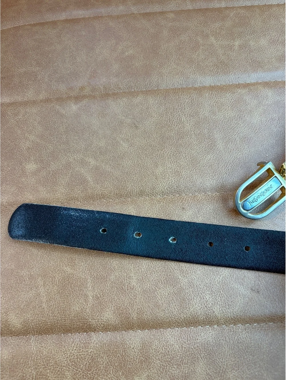 Vintage Yves Saint Laurent two tone buckle reversible belt